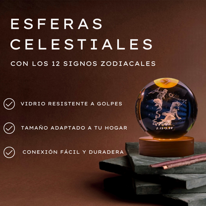 Esfera de Cristal Luminosa del Zodiaco